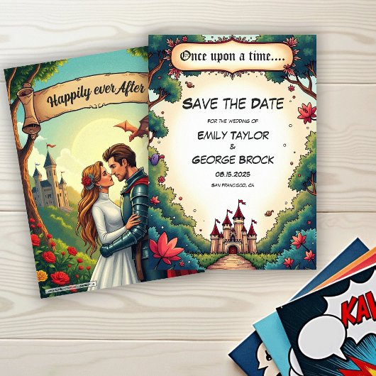 Save The Date Mariage de conte de fées dans un château en bois