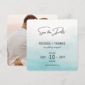 Save The Date Mariage de couleur d'aquarelle élégante pour photo (Devant / Derrière)