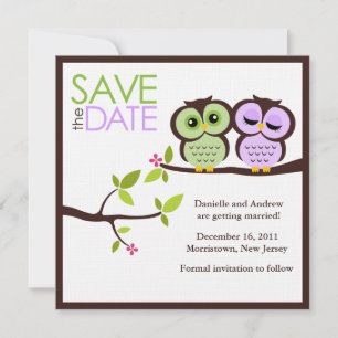 Save The Date Mariage de couple d'hibou Enregistrer la date