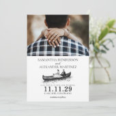 Save The Date Mariage de couple en canoë (Debout devant)