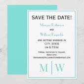 Save The Date Mariage de couple simple 2 initiales Mon VS couleu (Devant / Derrière)