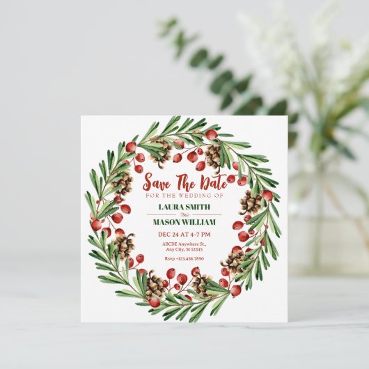 Save The Date Mariage de couronne de Noël (Debout devant)
