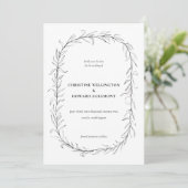 Save The Date Mariage de couronnes botaniques blanc noir moderne (Debout devant)