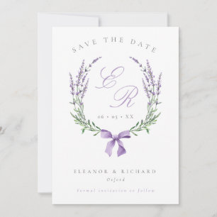 Save The Date Mariage de couronnes et de monogrammes de lavande