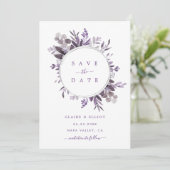 Save The Date Mariage de courroie botanique de lavande (Debout devant)