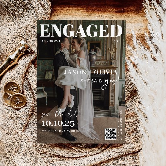 Save The Date Mariage de couverture de magazine tendance en styl