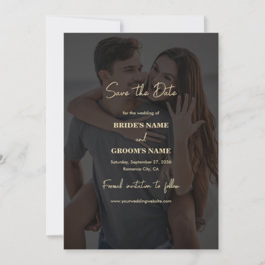 Save The Date Mariage de couverture photo Black Gold moderne (Devant)