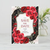 Save The Date Mariage de Crimson de Fleur Whimssique Red Roses (Debout devant)