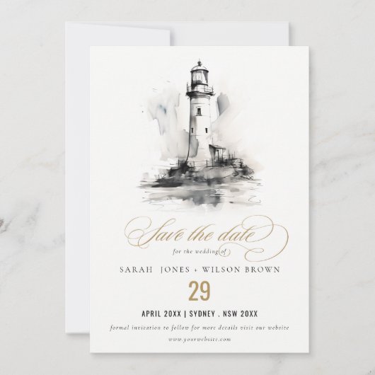 Save The Date Mariage de croquis noir et blanc (Devant)