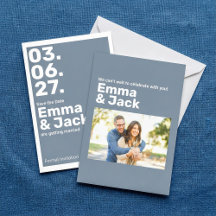 Mariage de date verticale bleu moderne