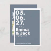 Mariage de date verticale bleu moderne