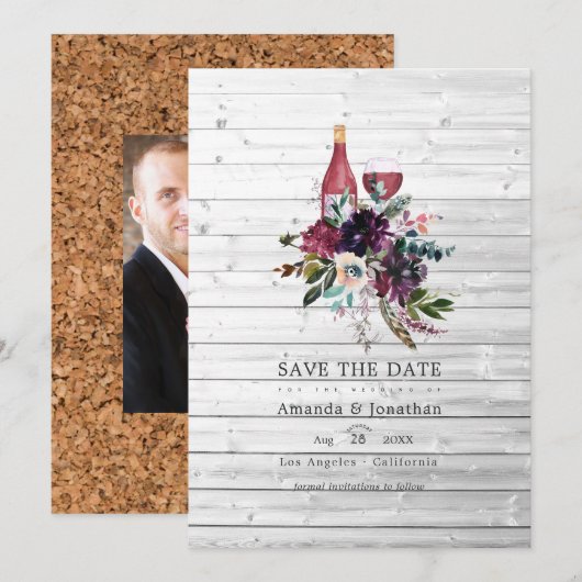 Save The Date Mariage de dégustation de vin rouge prune Boho rus (Devant / Derrière)
