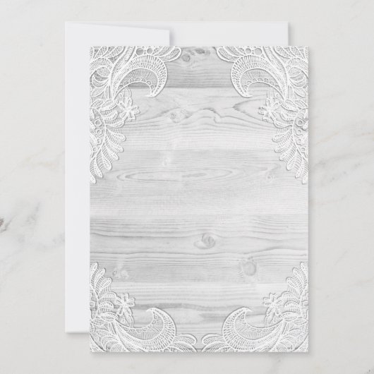 Save The Date Mariage de dentelle en bois gris rustique (Dos)