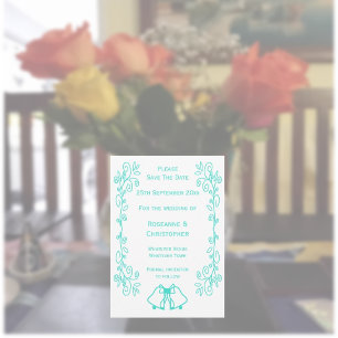 Save The Date Mariage de design de défilement de cloches turquoi