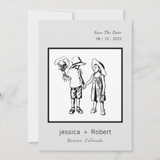 Save The Date Mariage de design doux minimal moderne (Devant)