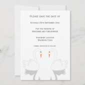 Save The Date Mariage de design Swans (Dos)