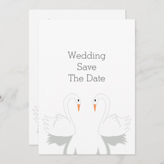 Save The Date Mariage de design Swans (Devant / Derrière)