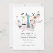 Save The Date Mariage de destination à Dubaï UAE à l'aquarelle (Devant)