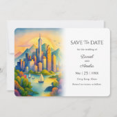 Save The Date Mariage de destination à Hong Kong (Devant)
