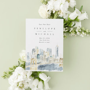 Save The Date Mariage de destination à New York City USA aquarel
