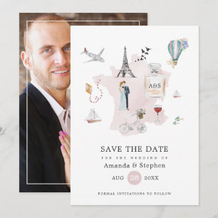 Save The Date Mariage de destination à Paris Photo personnalisée