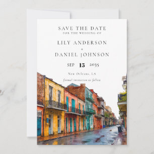 Save The Date Mariage de destination aquarelle à la Nouvelle-Orl