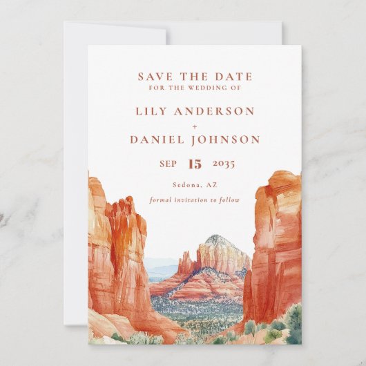 Save The Date Mariage de destination aquarelle dans le désert mo (Devant)