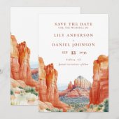 Save The Date Mariage de destination aquarelle dans le désert mo (Devant / Derrière)