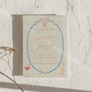 Save The Date Mariage de Destination Art Nouveau Rétro Dessiné à