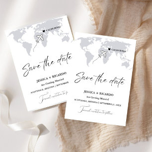 Save The Date Mariage de destination Bleu Poussiéreux Enregistre