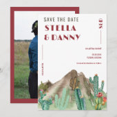 Save The Date Mariage de destination bohème désert de cactus Ari (Devant / Derrière)