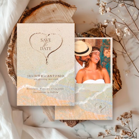 Save The Date Mariage de destination bohème rustique sur la plag
