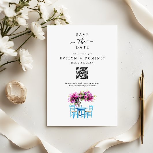 Save The Date Mariage de Destination Code QR Bougainvillea Moder