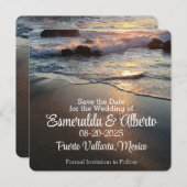 Save The Date Mariage de destination côtier aux vagues de la pla (Devant / Derrière)