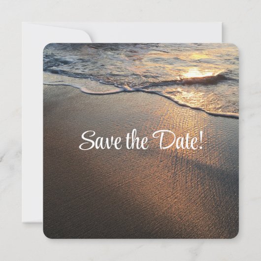 Save The Date Mariage de destination côtier aux vagues de plage (Dos)