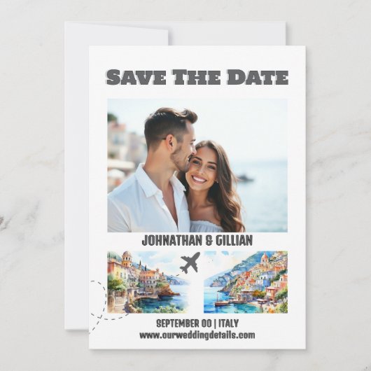 Save The Date Mariage de destination de la côte d'Amalfi sauvega (Devant)