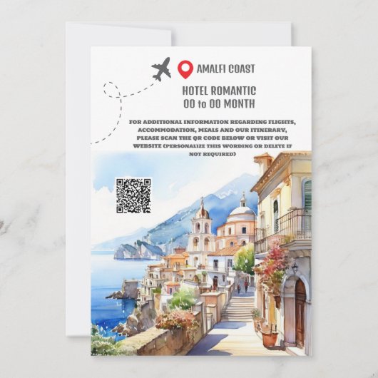 Save The Date Mariage de destination de la côte d'Amalfi sauvega (Dos)