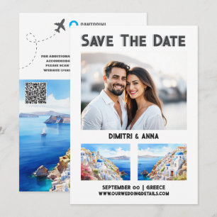 Save The Date Mariage de destination de la côte de Santorin sauv
