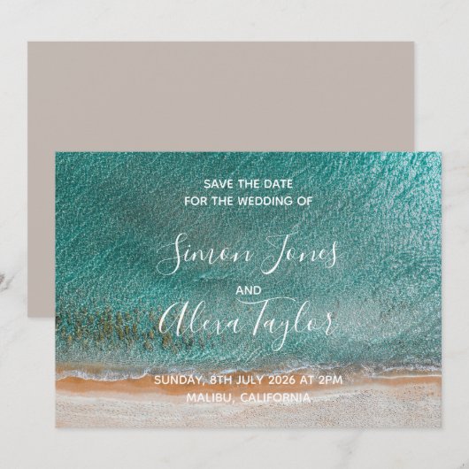 Save The Date Mariage de destination de plage, date à retenir (Devant / Derrière)