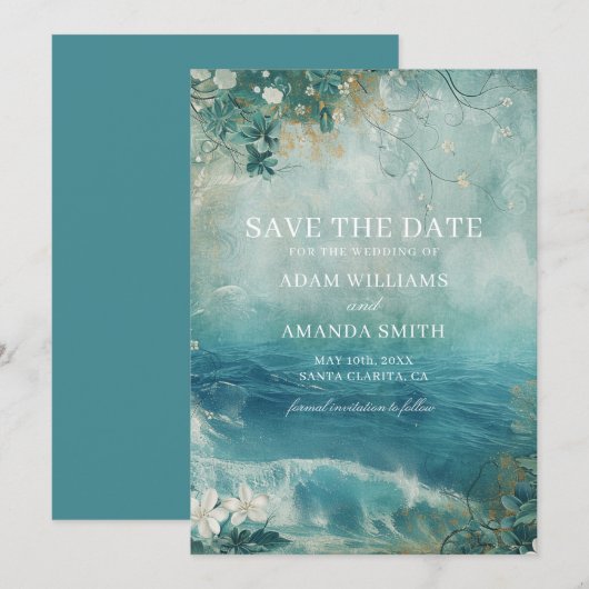 Save The Date Mariage de destination de plage fantaisiste (Devant / Derrière)