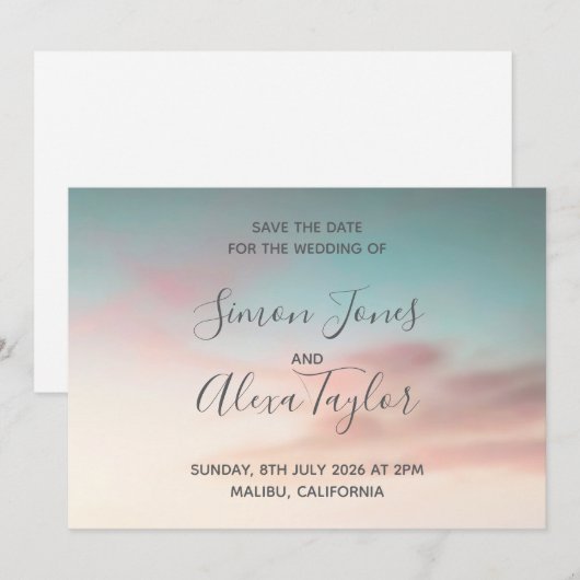 Save The Date Mariage de destination de plage, sauvez la date (Devant / Derrière)