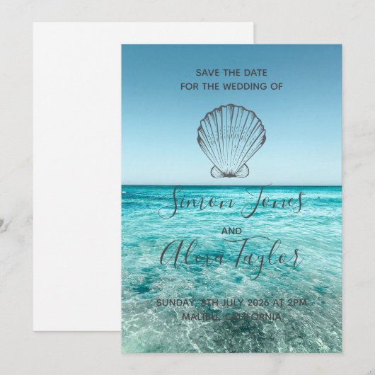 Save The Date Mariage de destination de plage, sauvez la date (Devant / Derrière)