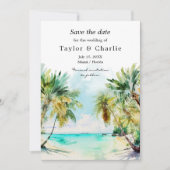 Save The Date Mariage de destination de plage tropicale (Devant)