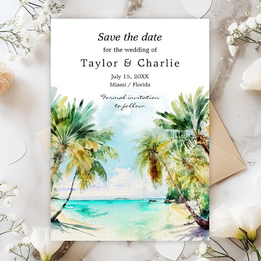 Save The Date Mariage de destination de plage tropicale