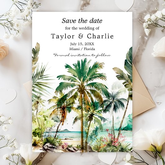 Save The Date Mariage de destination de plage tropicale