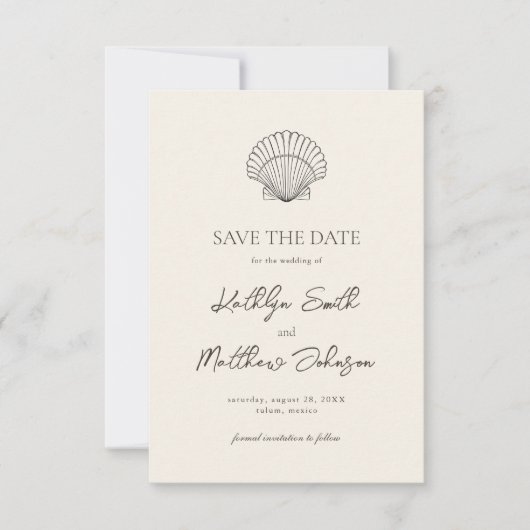 Save The Date Mariage de destination de Shell Beach Ocean (Devant)