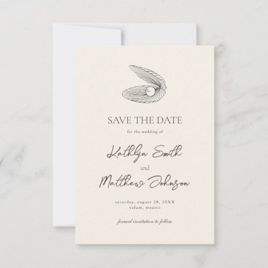 Save The Date Mariage de destination de Shell Beach Ocean (Devant)