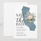 Save The Date Mariage de destination Dusty Blue dans l'État de C (Devant / Derrière)