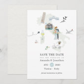 Save The Date Mariage de destination en Aquarelle italienne (Devant / Derrière)