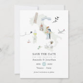 Save The Date Mariage de destination en Aquarelle italienne (Devant)